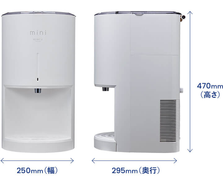 浄水型ウォーターサーバーエブリィフレシャスのサイズ感